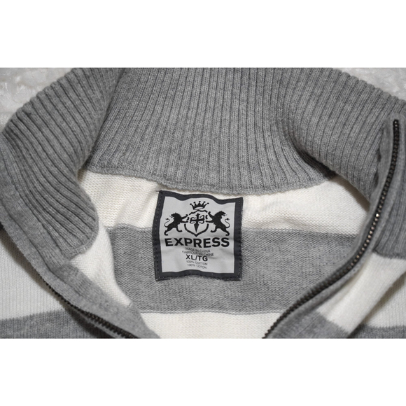 Express Half Zip Grey and White Long Sleeve Men's Size XL - Picture 2 of 5